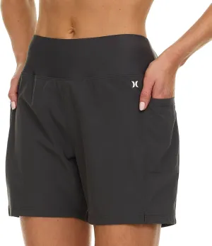 Hurley 5"/7" High Waisted Swim Shorts Women, Board Shorts with Pockets & Inner Liner, Quick Dry Swim Trunk, UPF 50 