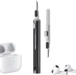 Hyashee Cleaner Kit for Airpods Pro 1 2 3 Multi-Function Cleaning Pen with Soft Brush Flocking Sponge for Bluetooth Earphones Case Cleaning Tools Black