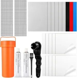 Inflatable Boat Repair Pool Liner Patch Kit 9 x PVC Patch, 10 x Clear Tpu Patch, 2 x Reinforcing Mesh Cord, 2 x 30 ml Glue, 1 x Maintenance Kit for Air Mattress Bounce House Inflatables Kayak Canoe
