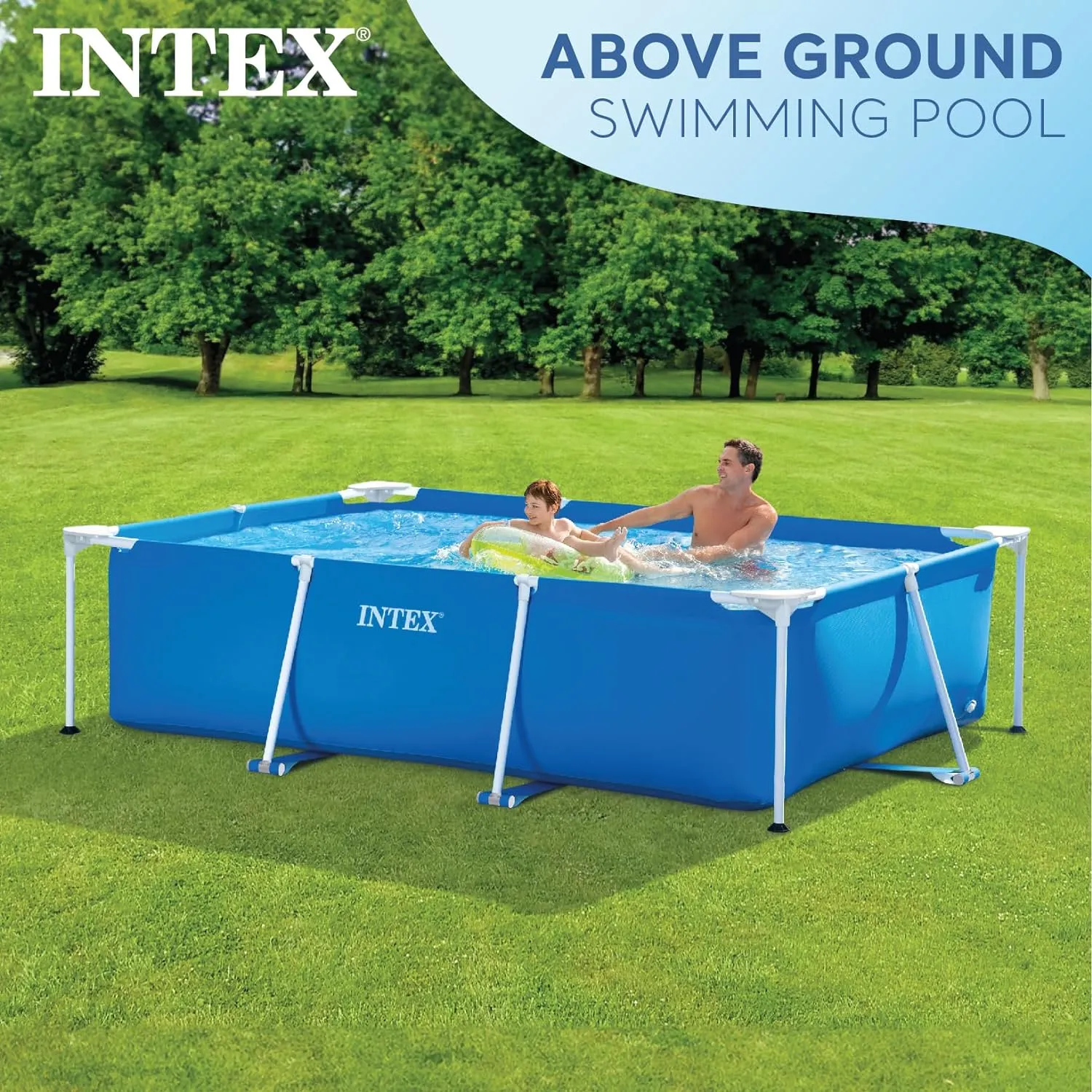 Intex Above-Ground Swimming Pool, Rectangular Frame 8.5ft x 26in, Ages 6 and Up