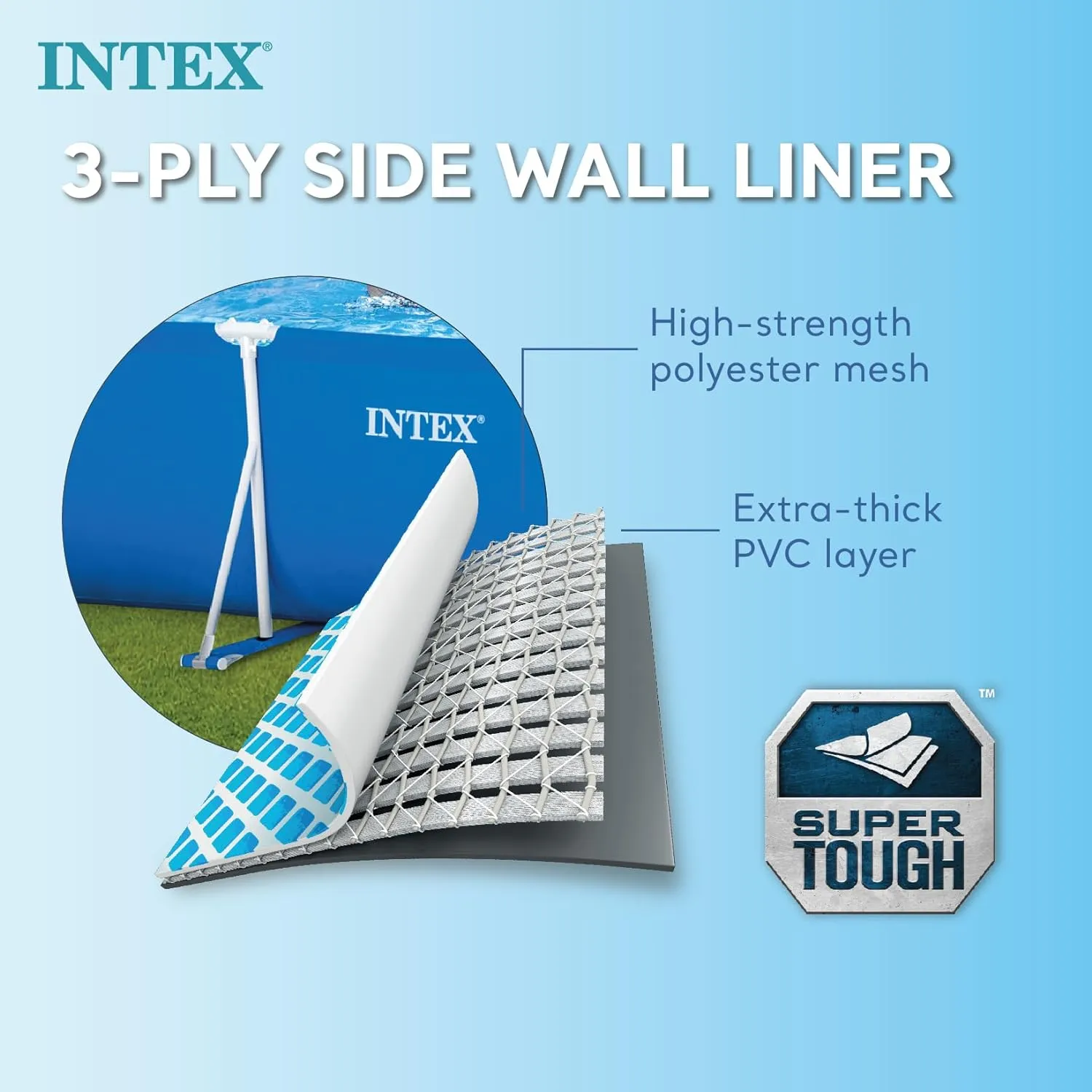Intex Above-Ground Swimming Pool, Rectangular Frame 8.5ft x 26in, Ages 6 and Up