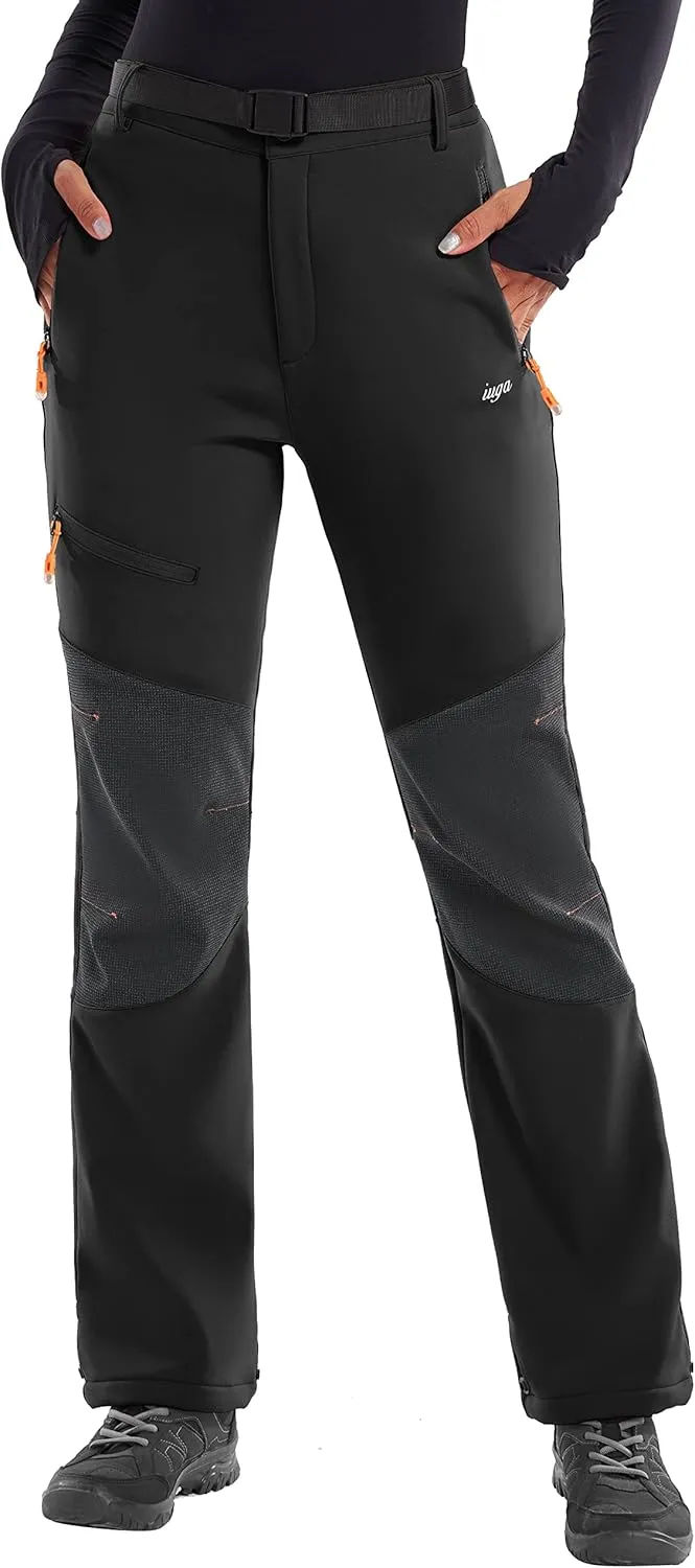 IUGA Snow Pants Womens Ski Hiking Pants Waterproof Outdoor Insulated Softshell Winter Fleece Lined Snowboard Pants 4 Pockets