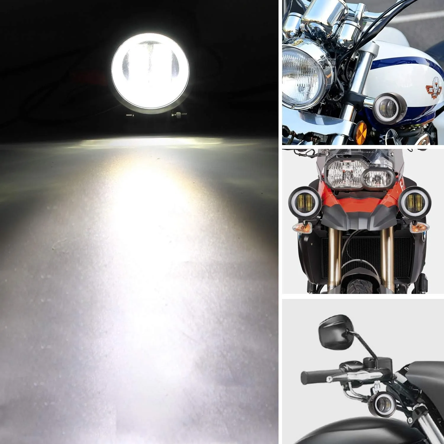Kairiyard 3inch LED Motorcycle Driving Lights 60W 6000K Auxiliary Spotlights with DRL/Angel Eye Off Road Light Pod 6000lm LED Fog Work Light for Motorcycle Truck SUV UTV ATV Tractor, 2Pcs
