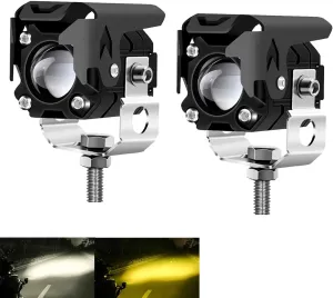 Kairiyard LED Pod Lights, LED off Road Lights 60W 6000lm Amber/Yellow White Dual Color Driving Fog Auxiliary Work Lights Pod for Motorcycle Truck SUV ATV E-Bike Tractor, 2 Packs