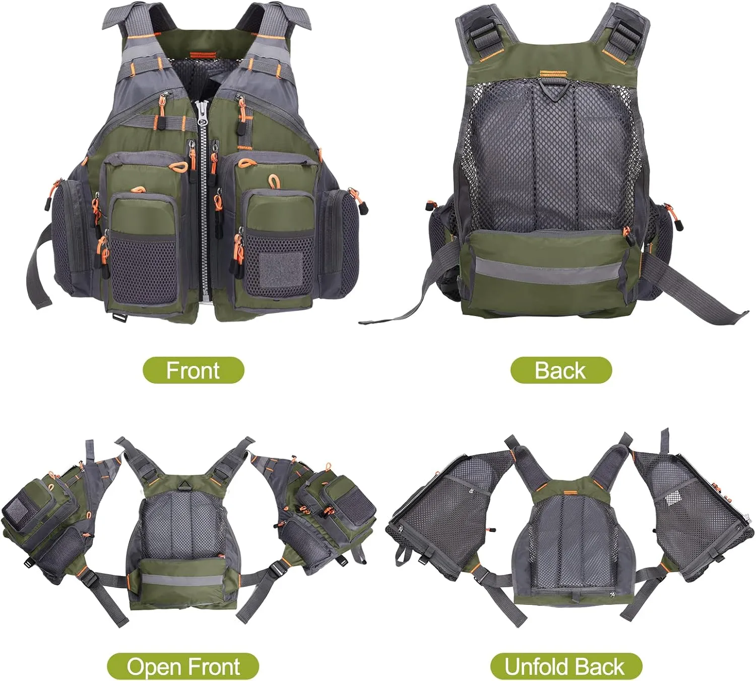 Lixada Fly Fishing Vest Fishing Jacket Breathable Polyester Mesh Design Fishing Vest