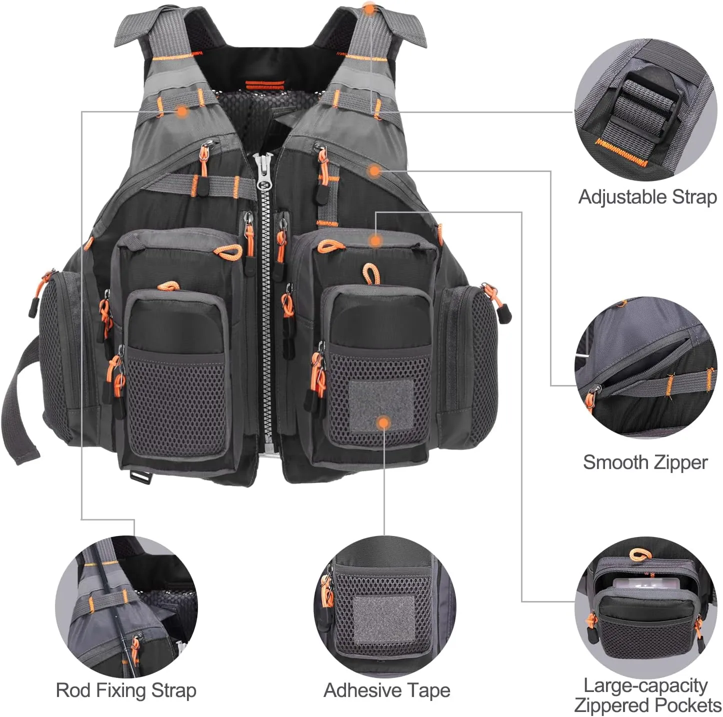 Lixada Fly Fishing Vest Fishing Jacket Breathable Polyester Mesh Design Fishing Vest