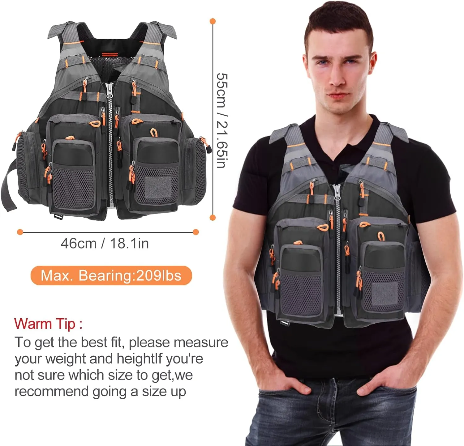 Lixada Fly Fishing Vest Fishing Jacket Breathable Polyester Mesh Design Fishing Vest