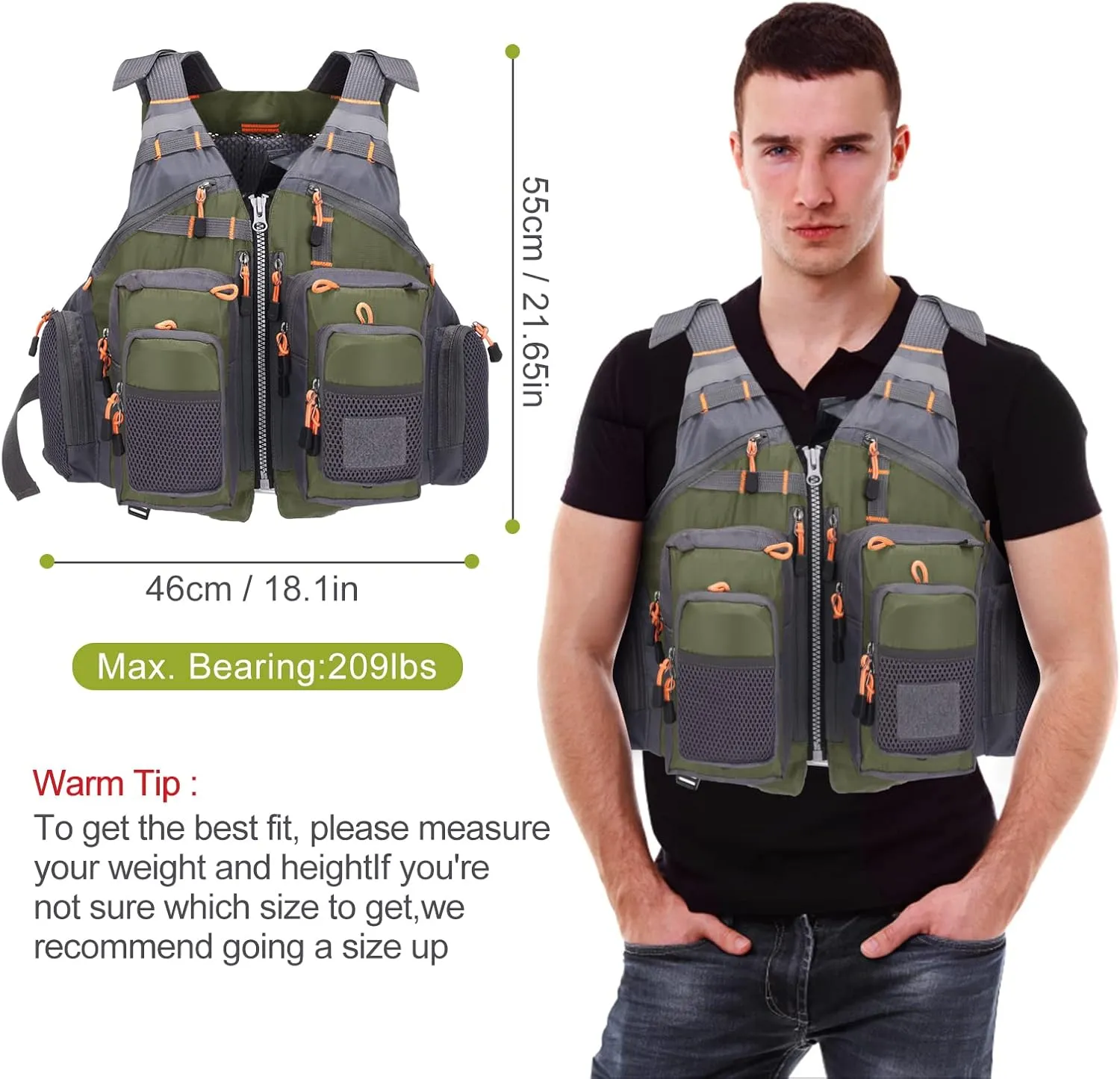 Lixada Fly Fishing Vest Fishing Jacket Breathable Polyester Mesh Design Fishing Vest