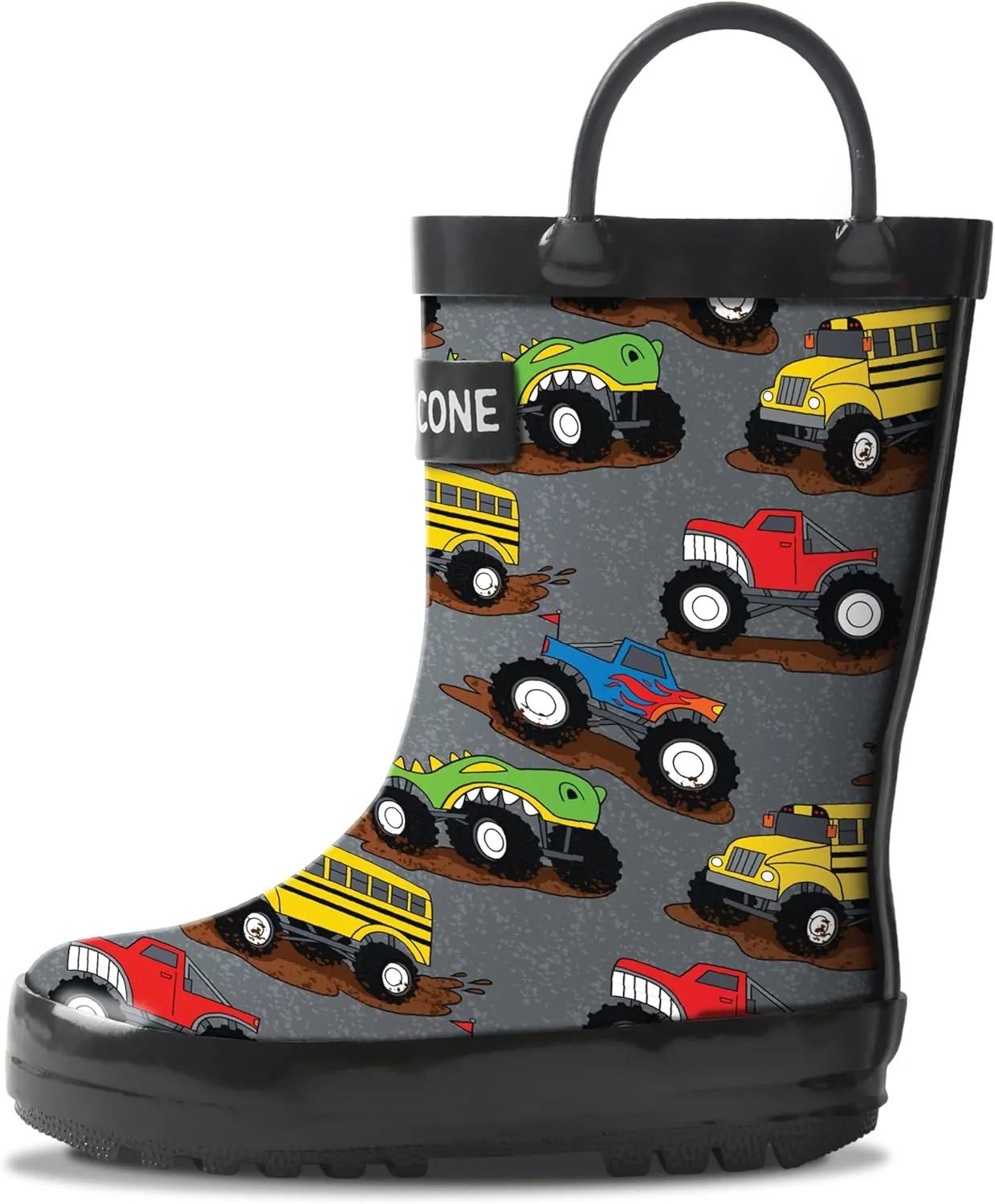 Lone Cone Kids Rain Boots for Girls & Boys  Waterproof Natural Rubber Toddler Rain Boots with Non-Slip Outsole & Easy Pull Handles  Solid, Pattern & Glitter Designs