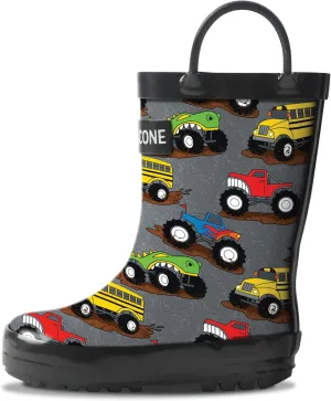 Lone Cone Kids Rain Boots for Girls & Boys  Waterproof Natural Rubber Toddler Rain Boots with Non-Slip Outsole & Easy Pull Handles  Solid, Pattern & Glitter Designs