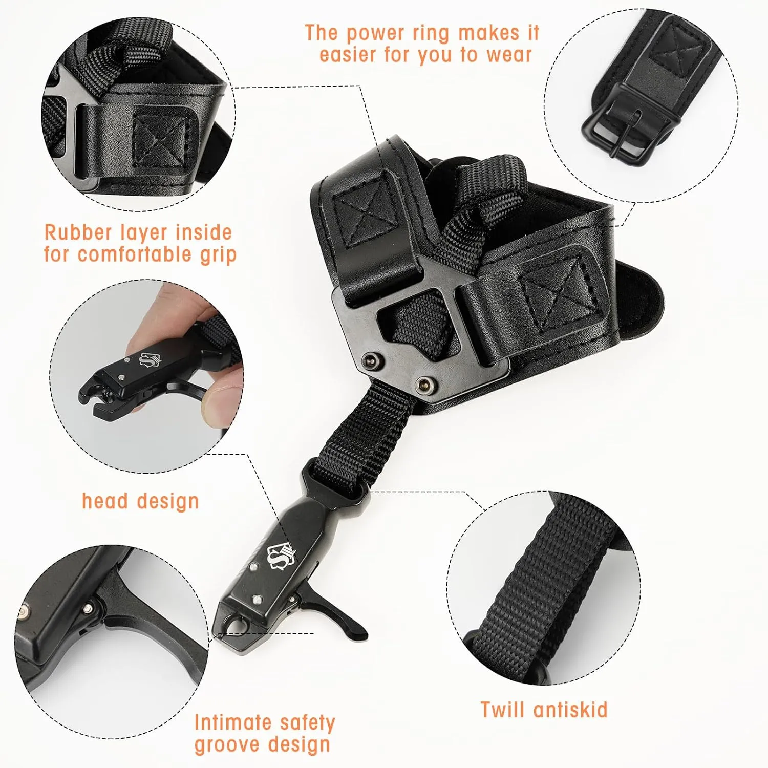 LWANO Archery Compound Bow Release Aids Trigger 360 Adjustable Wristband Release Aids for Adults Youth Kids Hunting Shooting Accessories