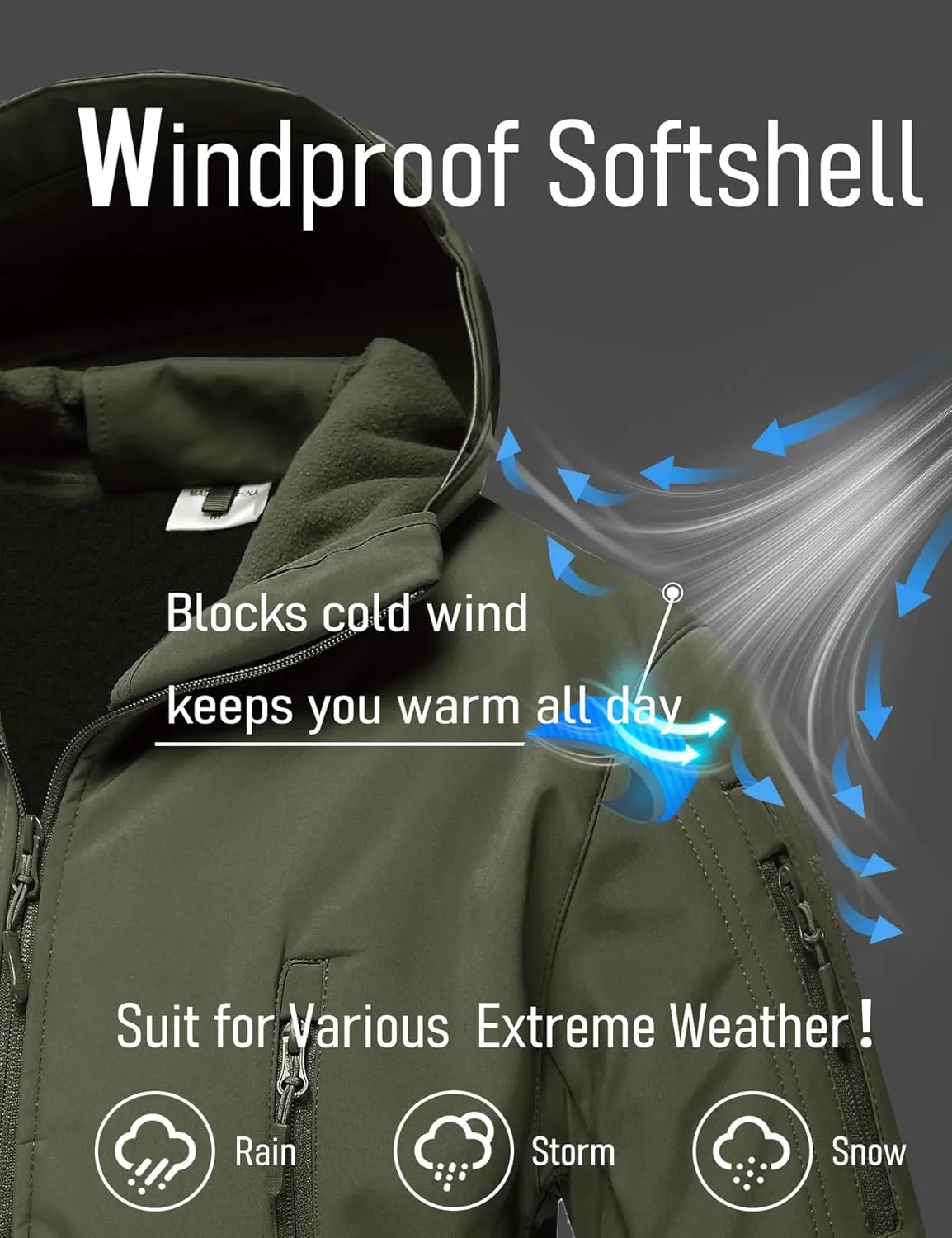 MAGCOMSEN Men's Tactical Jacket 7 Pockets Performance Fleece Lined Water Resistant Soft Shell Winter Coats