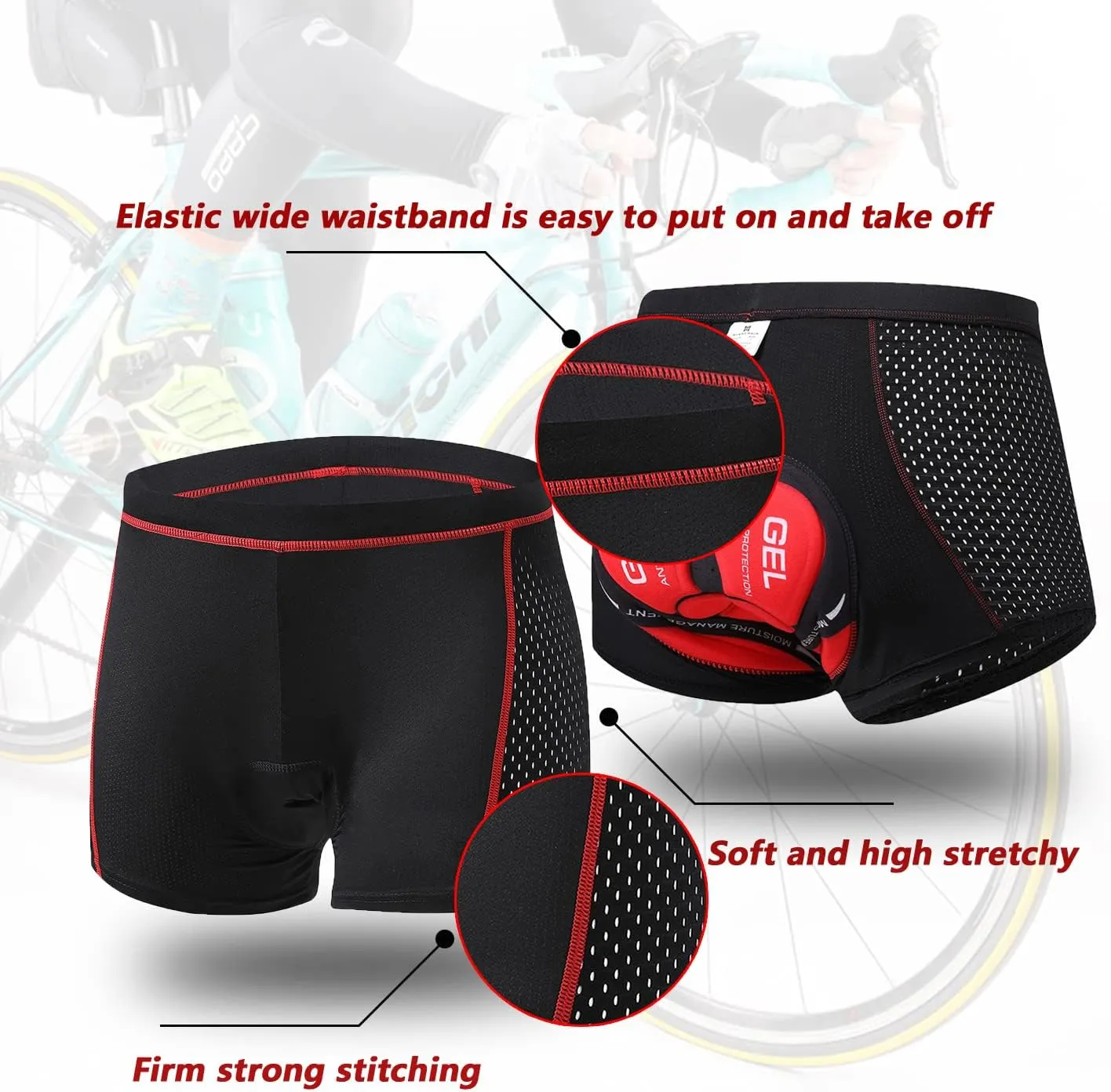 Men's Cycling 3D Padded Gel Bike Compression Shorts Underwear