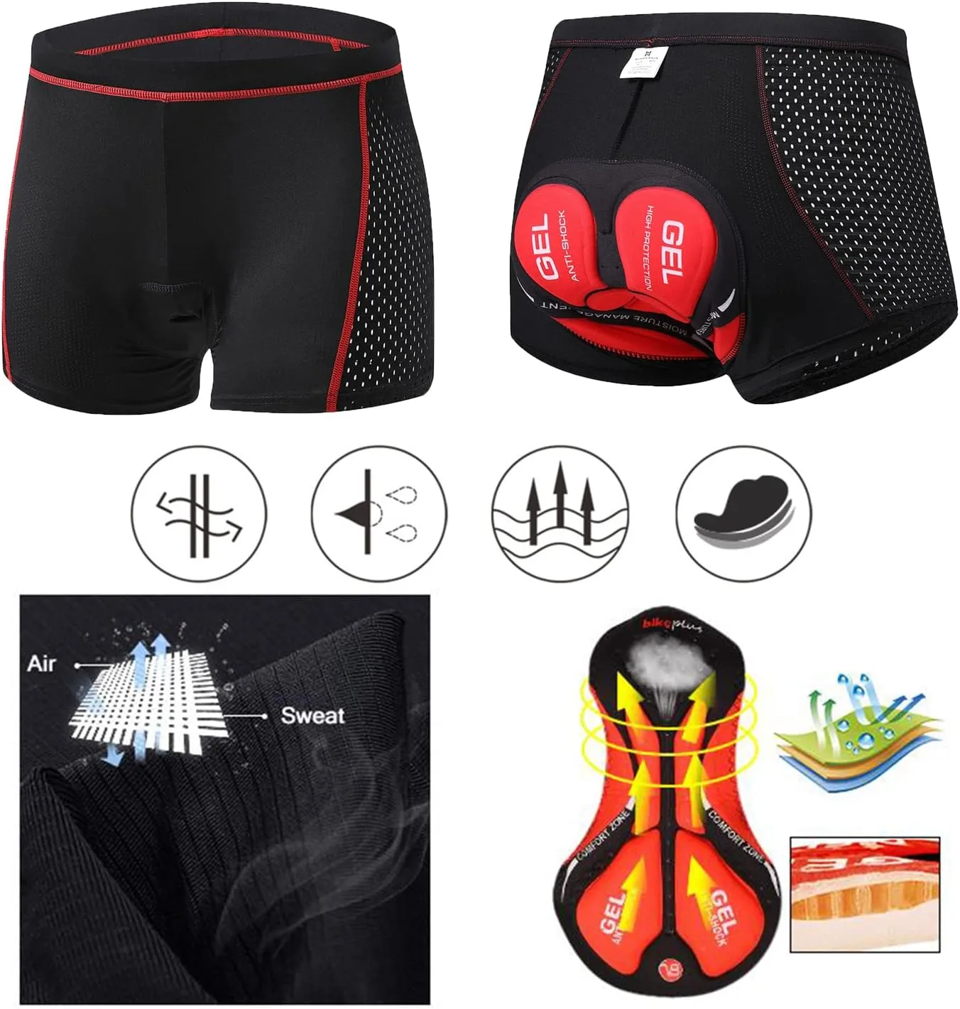 Men's Cycling 3D Padded Gel Bike Compression Shorts Underwear