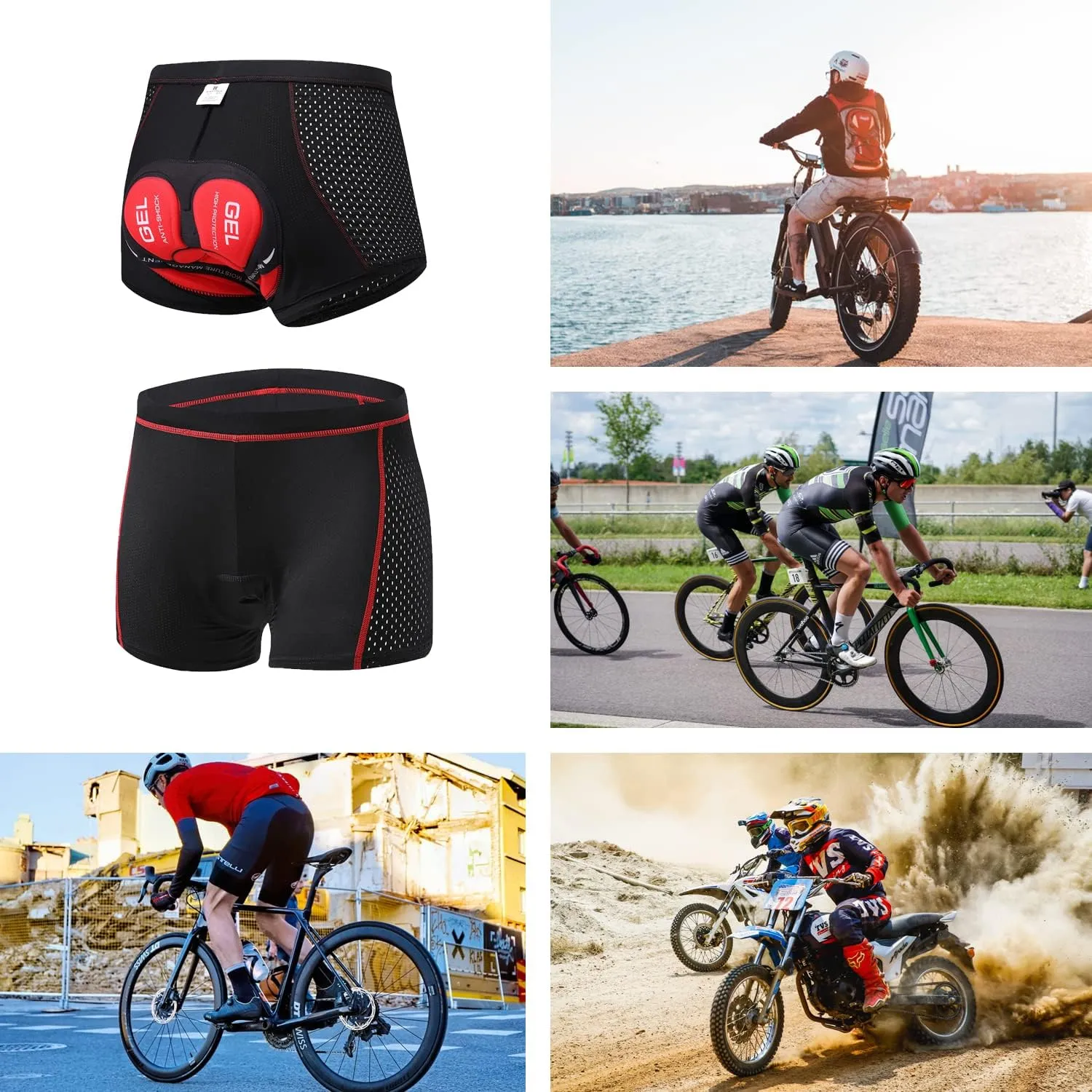 Men's Cycling 3D Padded Gel Bike Compression Shorts Underwear