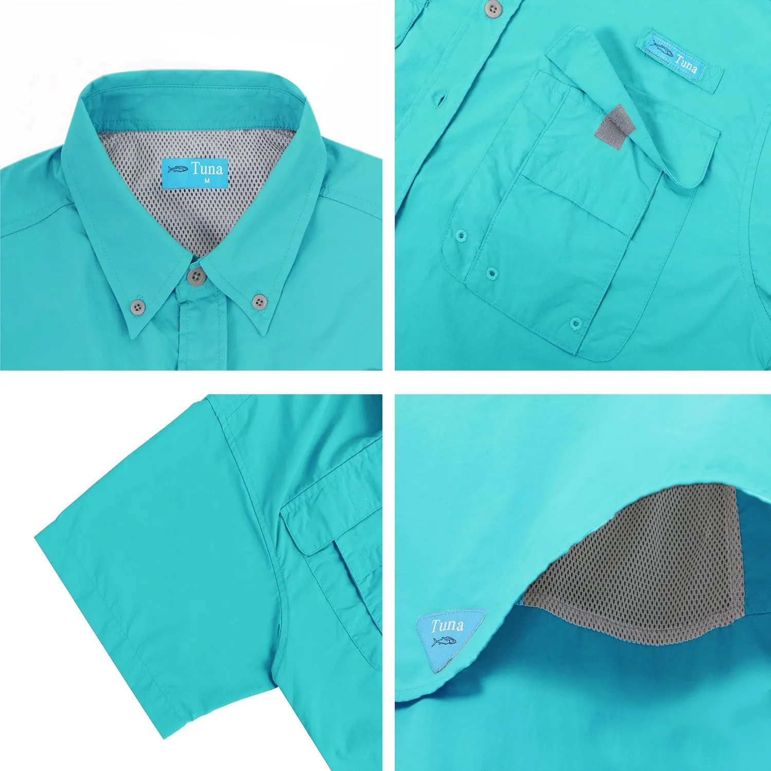 Men's UV UPF 50  Fishing Shirts for Men Sun Protection Breathable Fast Dry SPF Hiking Short Sleeve Shirt