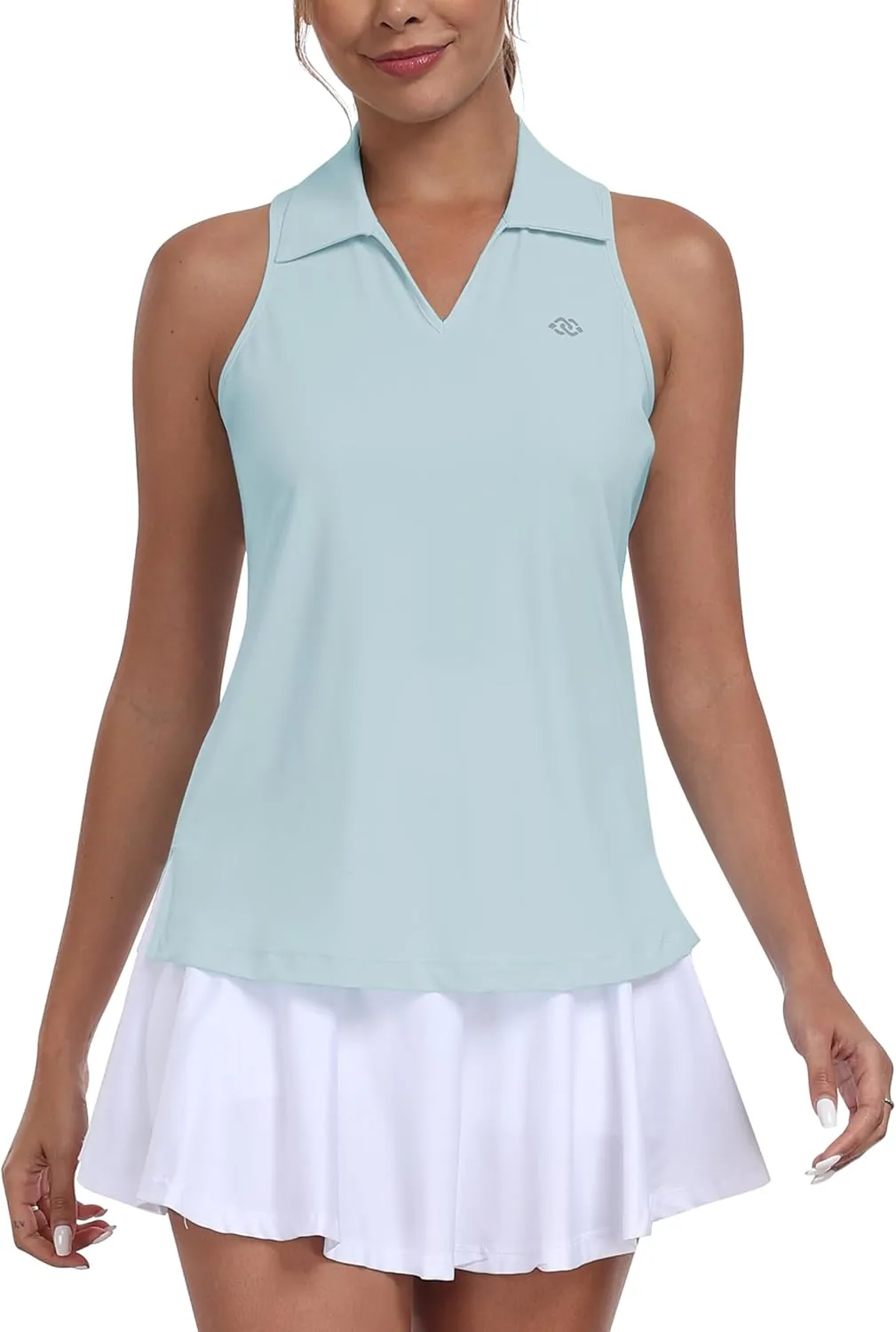 MoFiz Women's Golf Shirts Sleeveless Tennis Tank Tops Racerback Polo V Neck Collared Quick Dry Athletic Tanks
