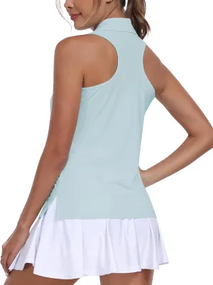 MoFiz Women's Golf Shirts Sleeveless Tennis Tank Tops Racerback Polo V Neck Collared Quick Dry Athletic Tanks