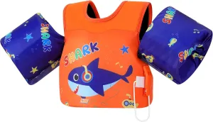 MoKo Toddler Swim Vest for Kids, Swim Arm Floaties 13-70lbs Cartoon Swimming Water Wings Pool Float Vests Sleeves Shoulder Straps Arm Band for Children Learn to Swim