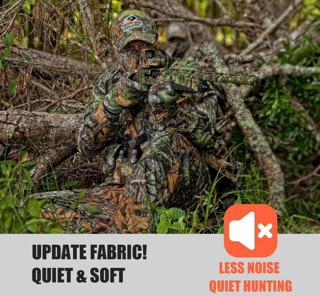 NAVEKULL Silent Hunting Clothes for Men Soft Shell Outdoor Hiking Jacket Camo Water Resistant Fleece Hooded Coat with Pockets