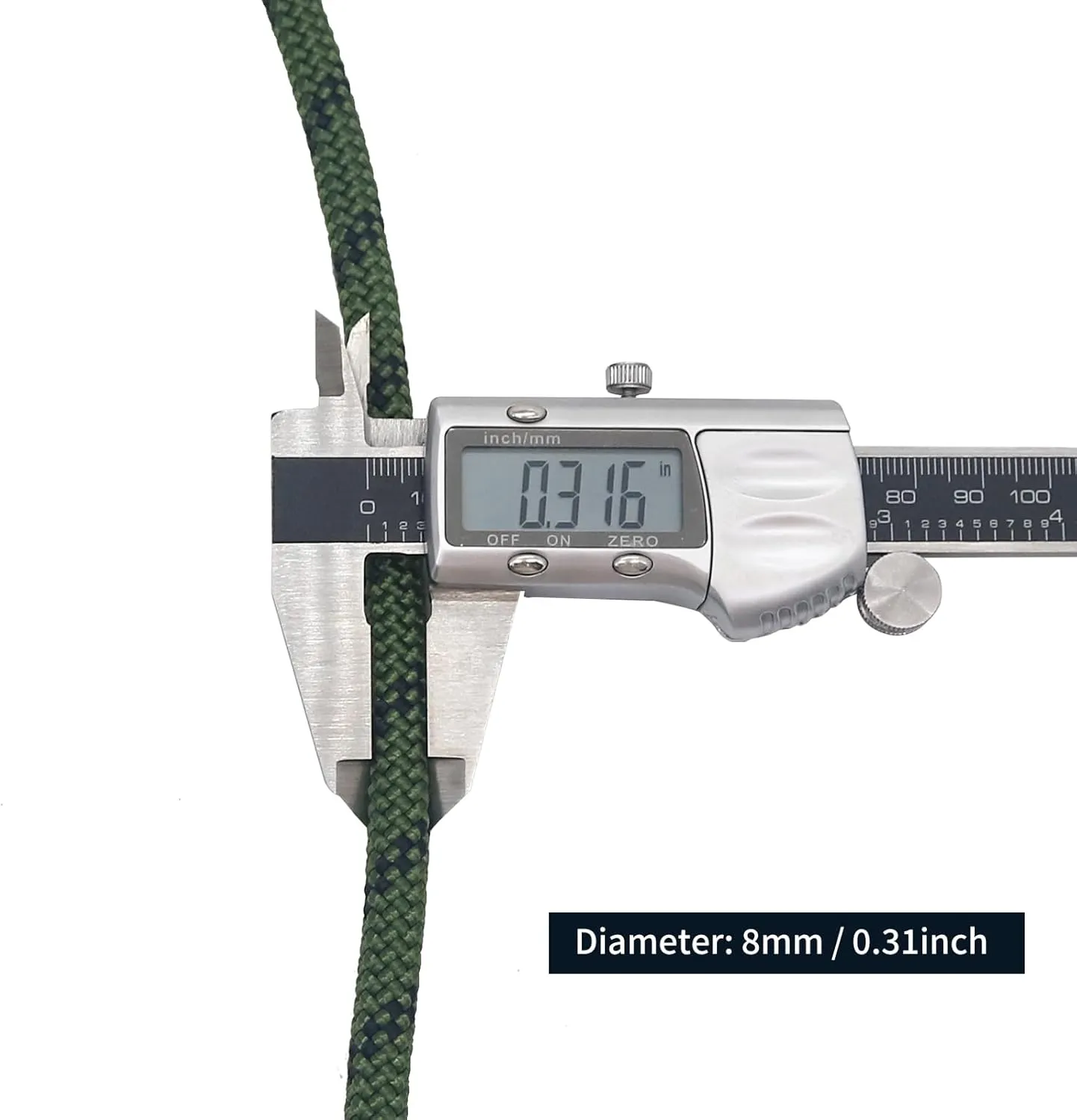 NewDoar CE & UIAA Certificated 14KN 8mm(5/16in) Static Climbing Rope High Strength Accessory Cord Double Braid Safety Rope for Outdoor Survival, Hiking, Mountaineering (ArmyGreen 8mm,50ft)