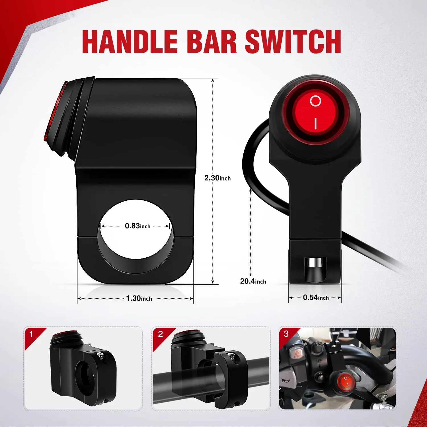 Nilight Motorcycle Handlebar Switch Plug and Play 12V ATV Light Push Button Waterproof ON Off Switches for UTV Driving Lights- Fits 7/8" Handlebars (22mm)