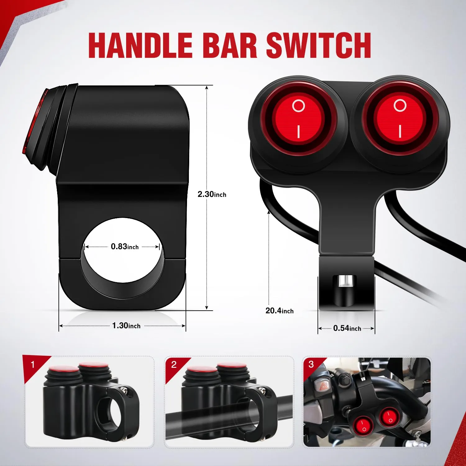 Nilight Motorcycle Handlebar Switch Plug and Play 12V ATV Light Switches Dual Push Button Waterproof ON Off for UTV Driving Lights Fits 22mm Handlebars