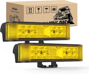 Nilight Side Shooter LED Pods Yellow 2Pcs 6.5 Inch 60W Flood Spot Beam Offroad Driving Fog Work Light Bar for Tractor Boat SUV ATV UTV 4WD Car Truck Motorcycle Dirt Bike Golf Cart 12V 24V