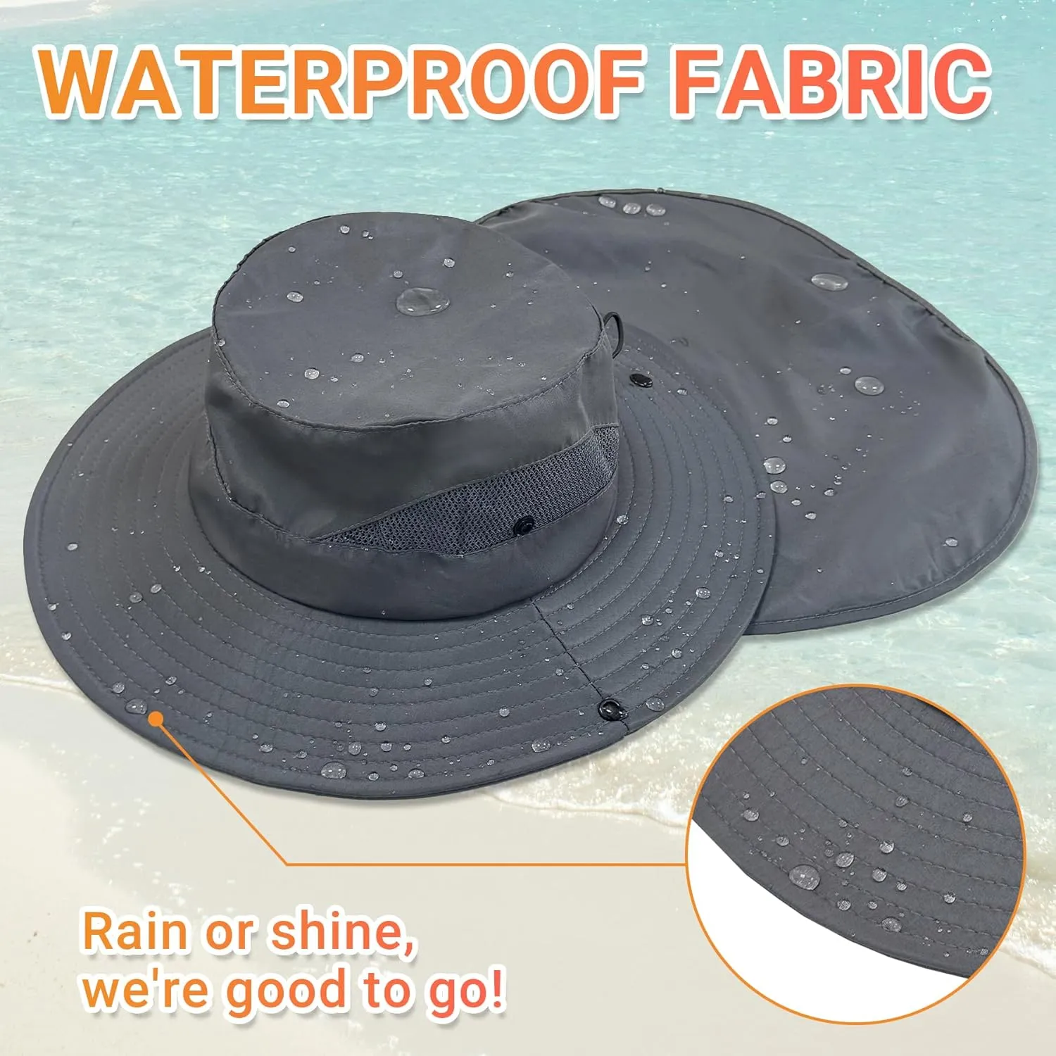 NPQQUAN Ponytail Sun Bucket Hats for Women Men Wide Brim UPF 50  Fishing & Beach Hats