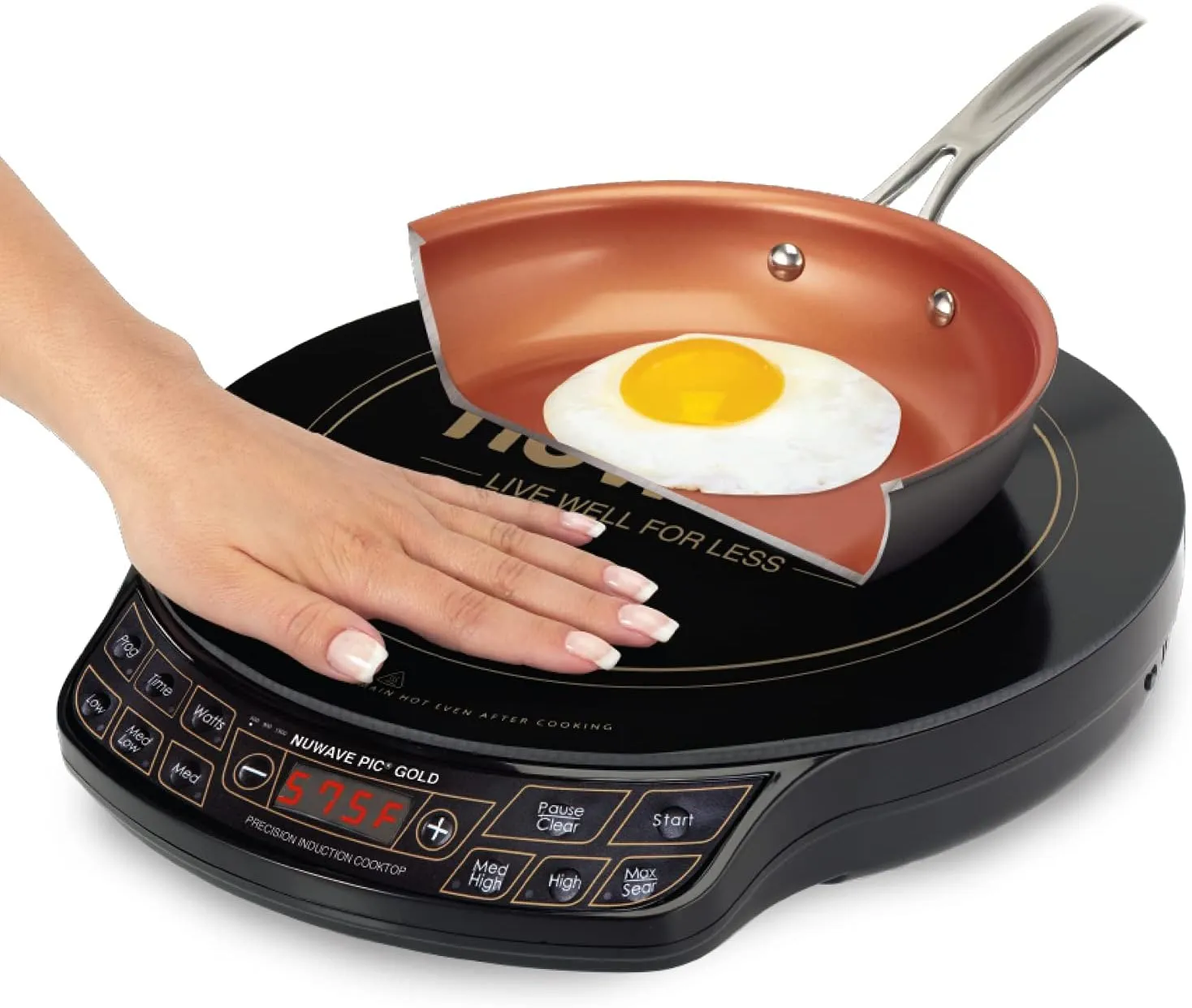 Nuwave Gold Precision Induction Cooktop, Portable, Powerful with Large 8 Heating Coil,100F to 575F, 3 Wattage Settings, 12 Heat-Resistant Cooking Surface
