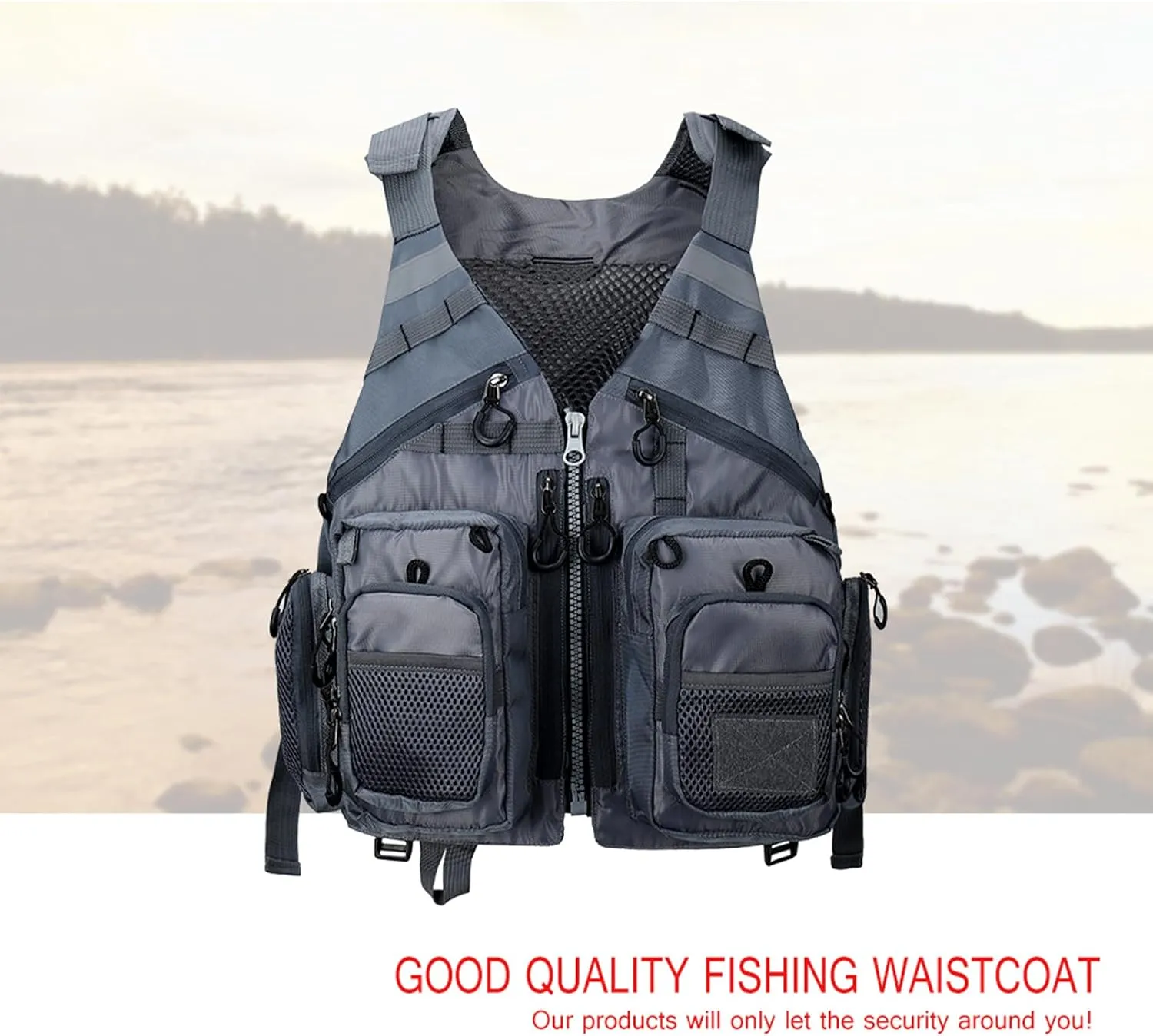 Obcursco Fly Fishing Vest for Men and Women with Breathable Mesh, Trout Fishing Gear, for Outdoors Stream Fishing