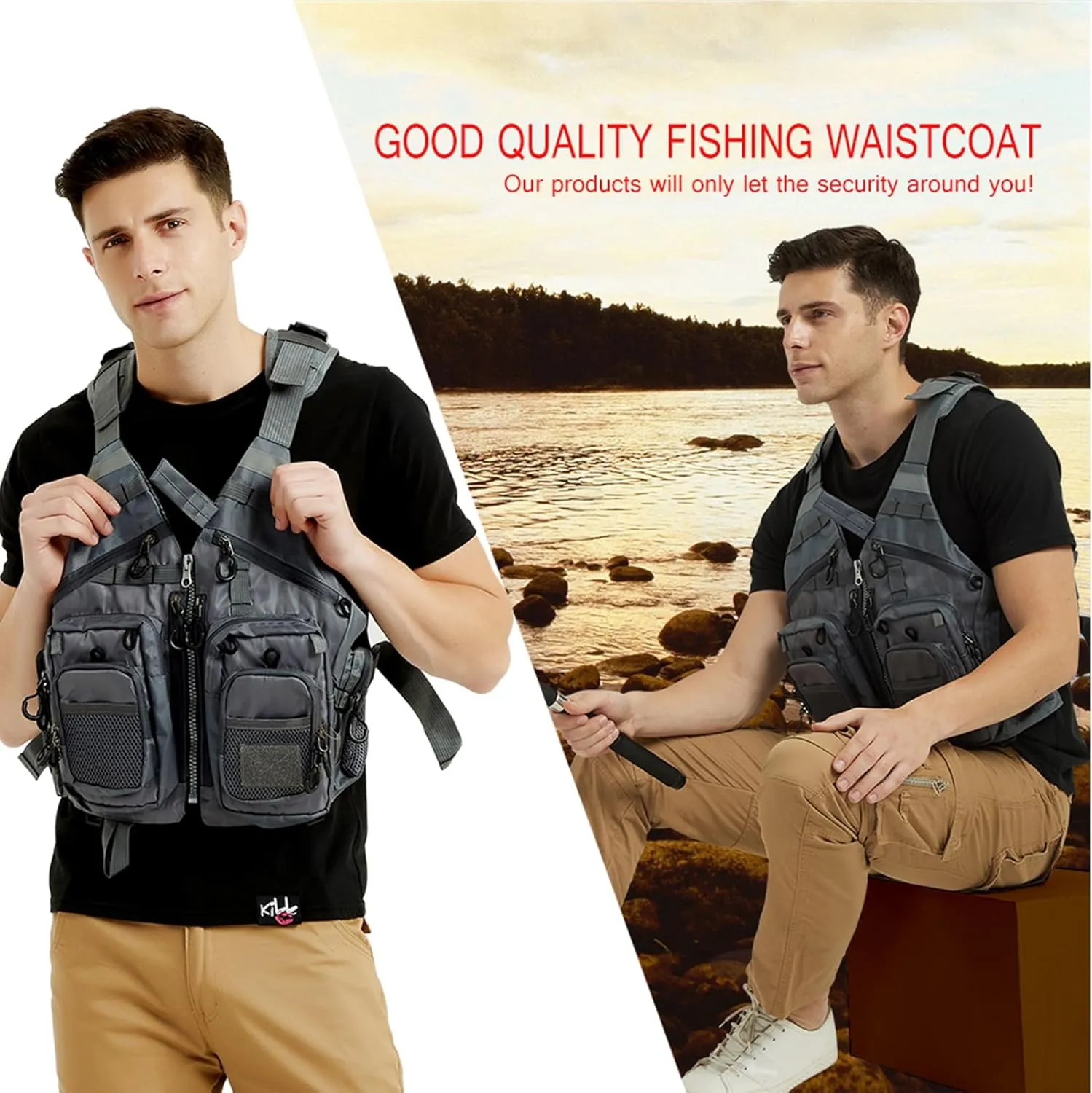 Obcursco Fly Fishing Vest for Men and Women with Breathable Mesh, Trout Fishing Gear, for Outdoors Stream Fishing