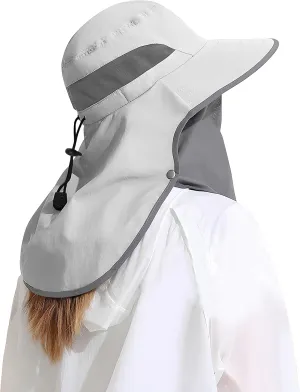 Outdoor Sun Hat Detachable Neck Face Flap UPF 50 UV Protection Visor Fishing Hats with Neck Flap for Men & Women