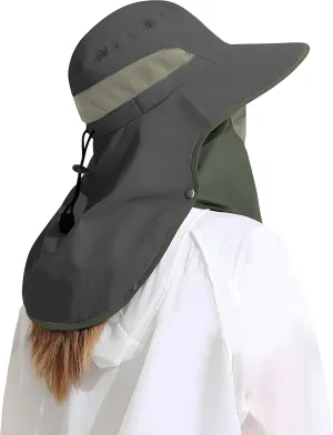 Outdoor Sun Hat Detachable Neck Face Flap UPF 50 UV Protection Visor Fishing Hats with Neck Flap for Men & Women