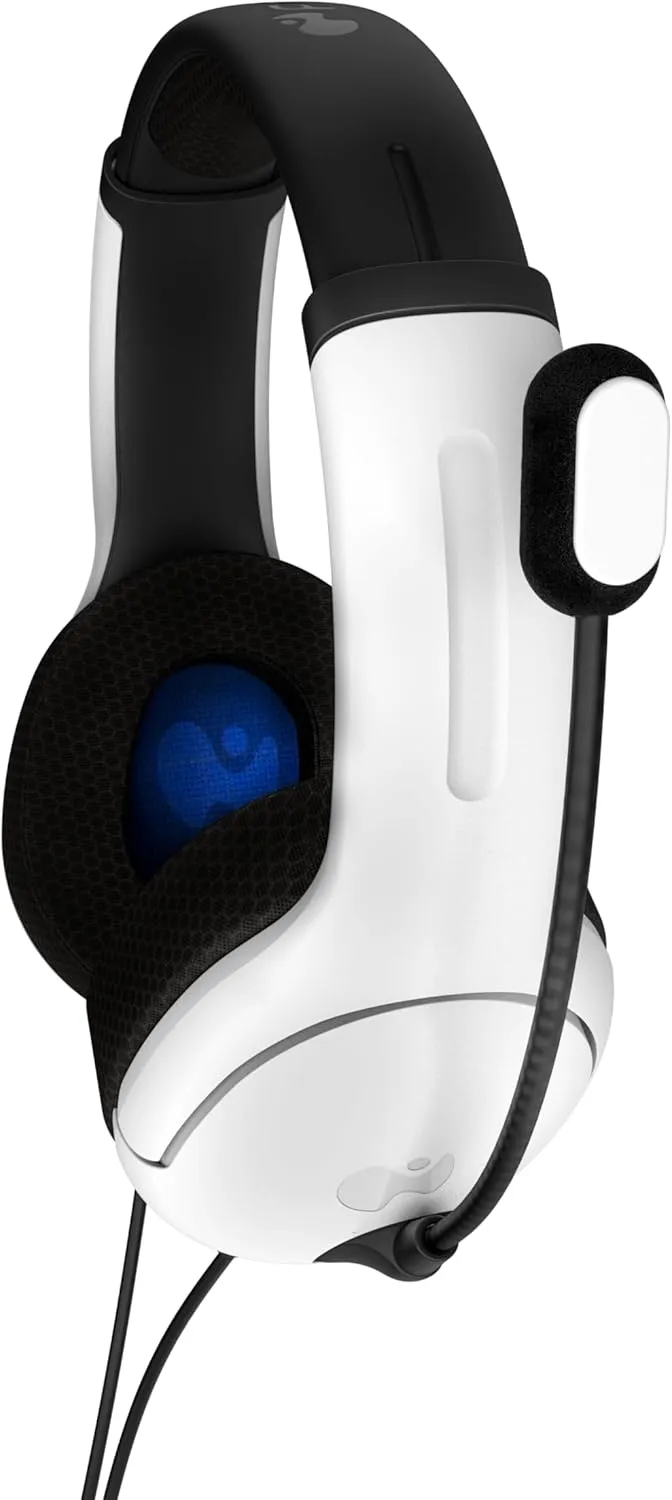 PDP AIRLITE Wired Stereo Gaming Headset, Officially Licensed by Sony PlayStation 5, PS5/PS4/PS3/PC, Lightweight Durable Headphones, 3.5mm audio jack, Noise-canceling Flip-to-Mute Mic, Frost White