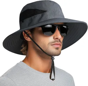 PFFY Sun Bucket Hats for Men Women 3 Wide Brim UPF 50  Fishing & Beach Hat