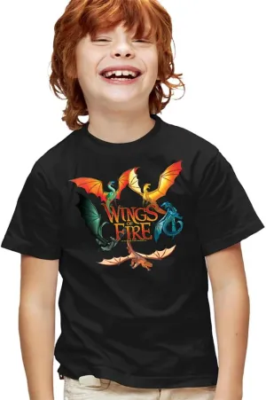 Popfunk Wings of Fire Dragon Circle Kids T Shirt for Youth Toddler Boys and Girls