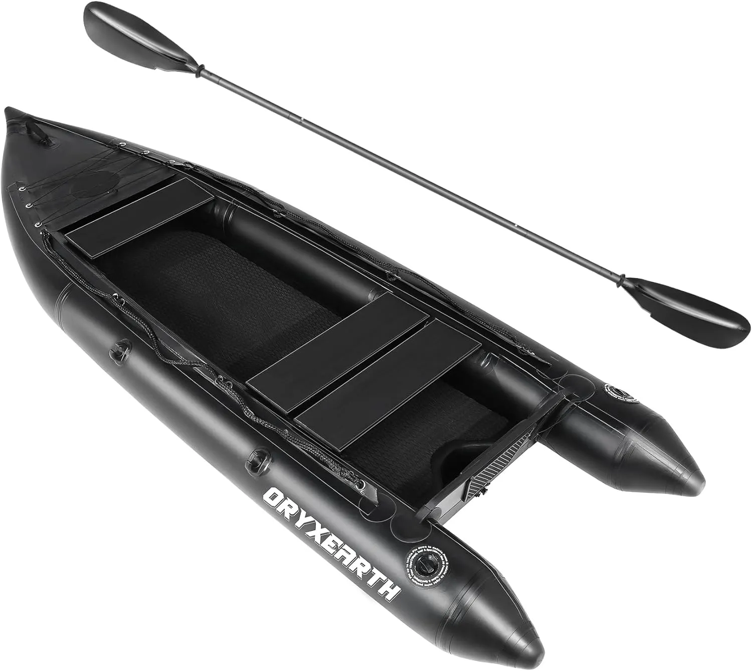 Professional 10.8ft Inflatable Fishing Boat for Adults - Heavy Duty Pontoon Skiff with Aluminum Seat, Includes Pump, Oars & Stabilizer Fin