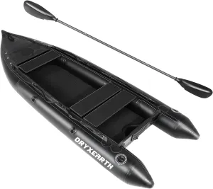 Professional 10.8ft Inflatable Fishing Boat for Adults - Heavy Duty Pontoon Skiff with Aluminum Seat, Includes Pump, Oars & Stabilizer Fin