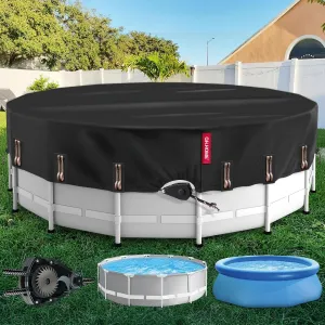 QH.HOME 16 Ft Round Pool Cover with Fast Tightening Patented Ratchet, Solar Pool Covers for Above Ground Pools, One-Piece Tear Resistant Swimming Pool Cover Protector with Upgraded Ultimate Windproof