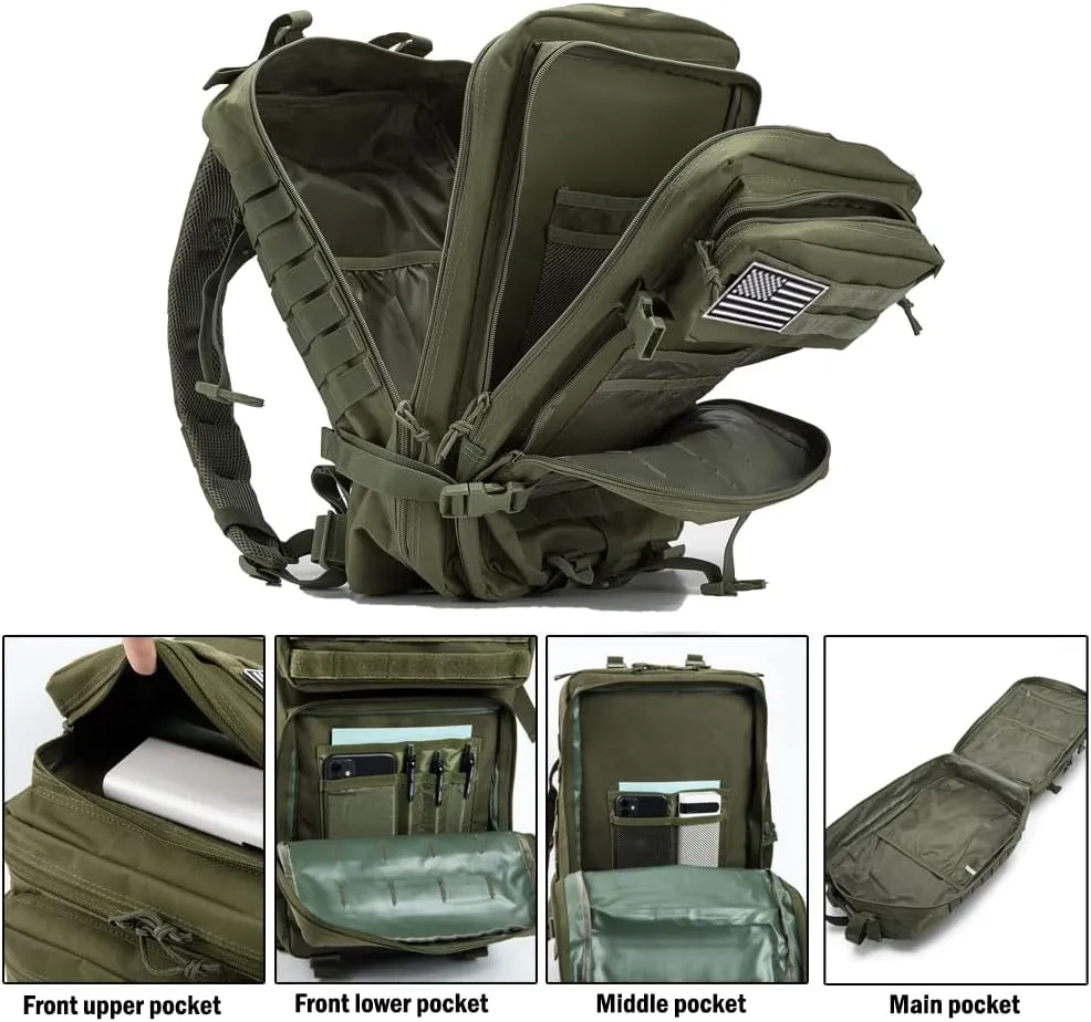 QT&QY 45L Military Tactical Backpacks For Men Camping Hiking Trekking Daypack Bug Out Bag Lage MOLLE 3 Day Assault Pack