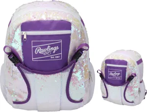 Rawlings | REMIX Backpack Equipment Bag | T-Ball & Youth Softball | White/Purple