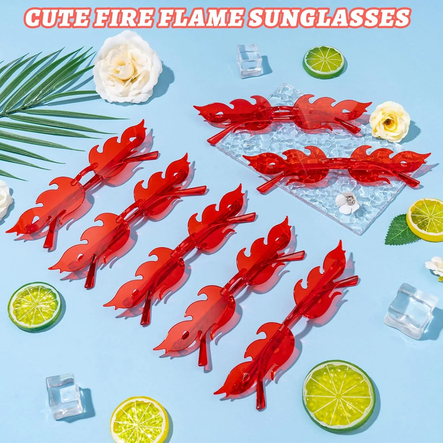 Red Fire Flame Sunglasses Flame Glasses Women Fire Sunglasses Party Decor for Summer Shower Wedding Halloween Cosplay