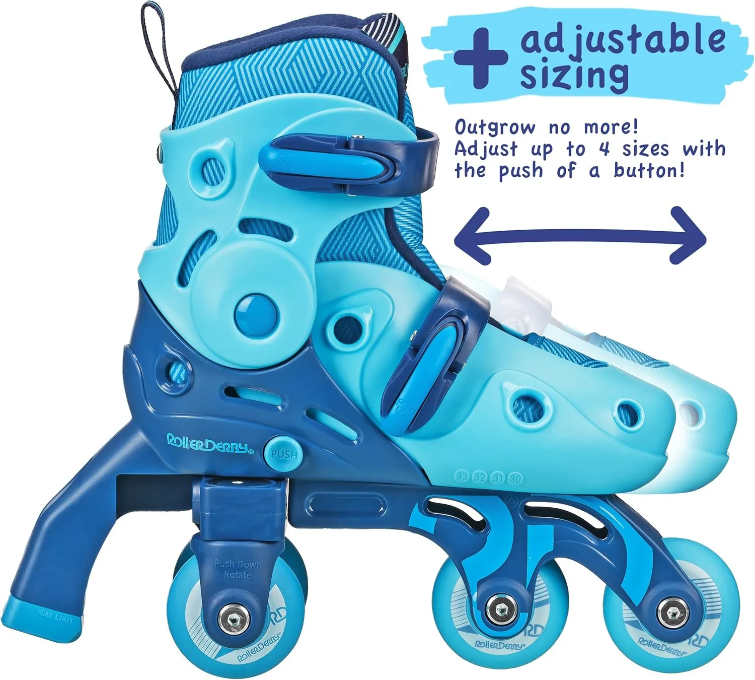 Roller Derby Switch Skates for Beginners, 2 in 1 Adjustable Skates Convert from Learn Mode to Inline Skates for Toddlers, Kids