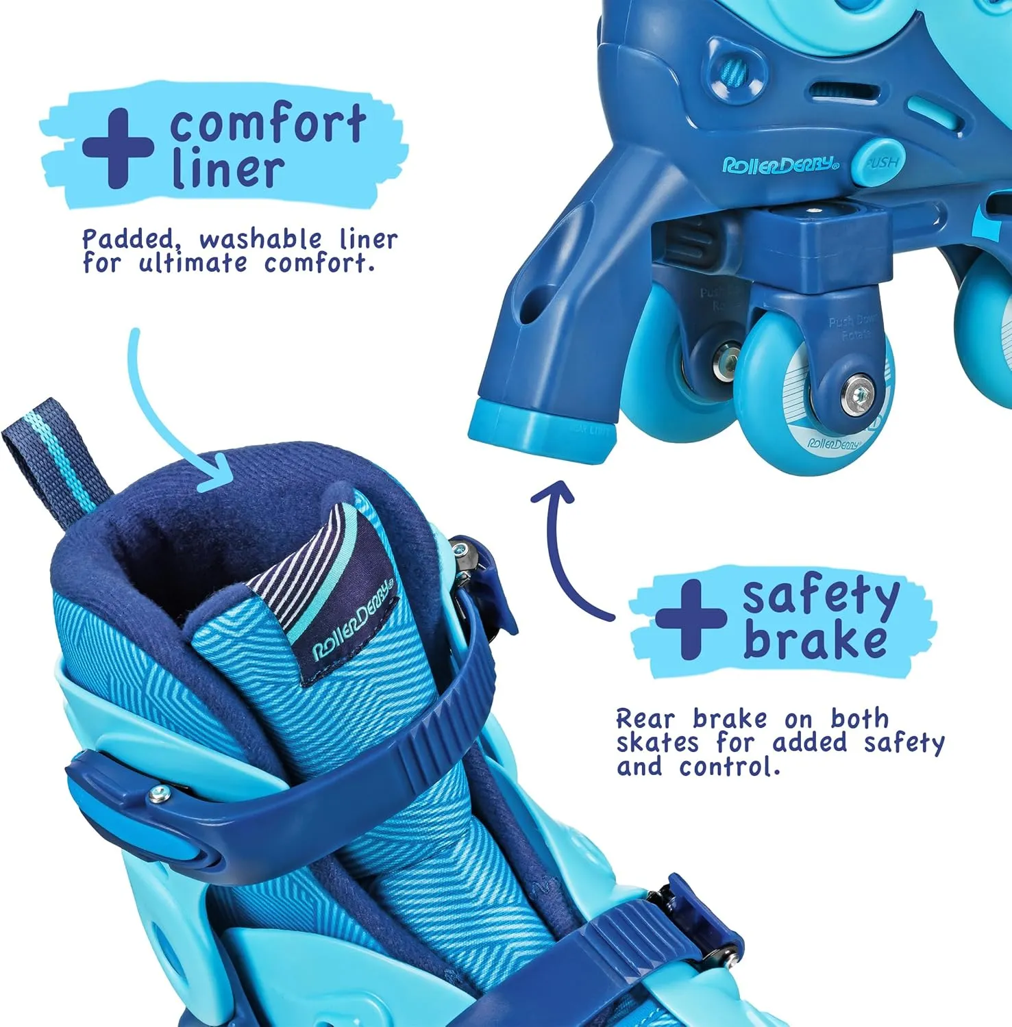 Roller Derby Switch Skates for Beginners, 2 in 1 Adjustable Skates Convert from Learn Mode to Inline Skates for Toddlers, Kids
