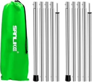 SAN LIKE Tent Pole Telescopic Adjustable tarp Poles for Camping Canopy Awning Shelter Backpacking Hiking -(Adjustable Length - Steel)