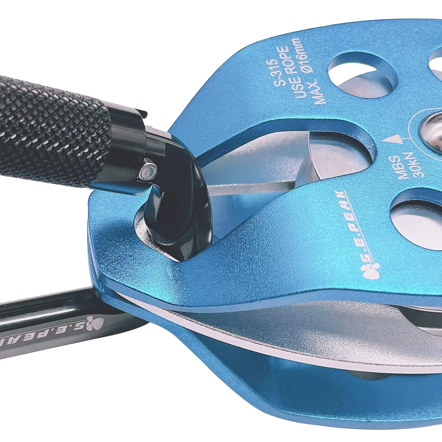 SEPEAK CE 30kN Large Rescue Climbing Pulley Double Sheave with Swing Plate, Portable Outdoor Safety Pulley for Backyard Zipline,Climbing&Rock Lifting,Fits Rope up to 16 mm/Holds Up to 6750lbs,Blue