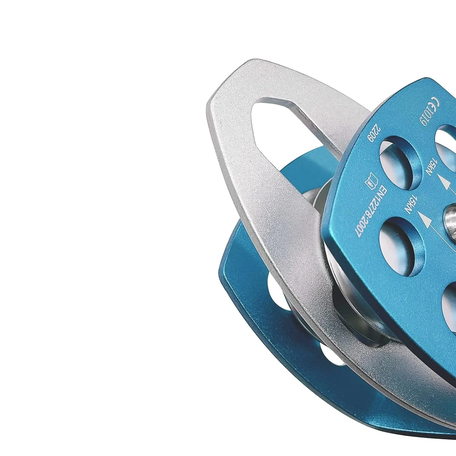 SEPEAK CE 30kN Large Rescue Climbing Pulley Double Sheave with Swing Plate, Portable Outdoor Safety Pulley for Backyard Zipline,Climbing&Rock Lifting,Fits Rope up to 16 mm/Holds Up to 6750lbs,Blue