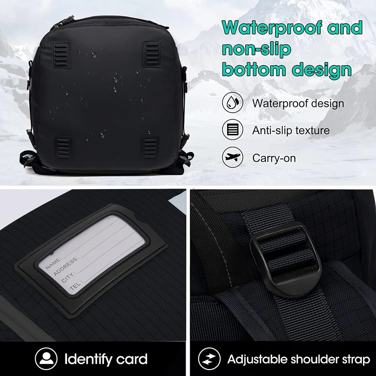 Ski Boot Bag, 55L Waterproof Ski and Snowboard Boots Travel Backpack for Skis, Snowboard, Ski Helmet, & Accessories