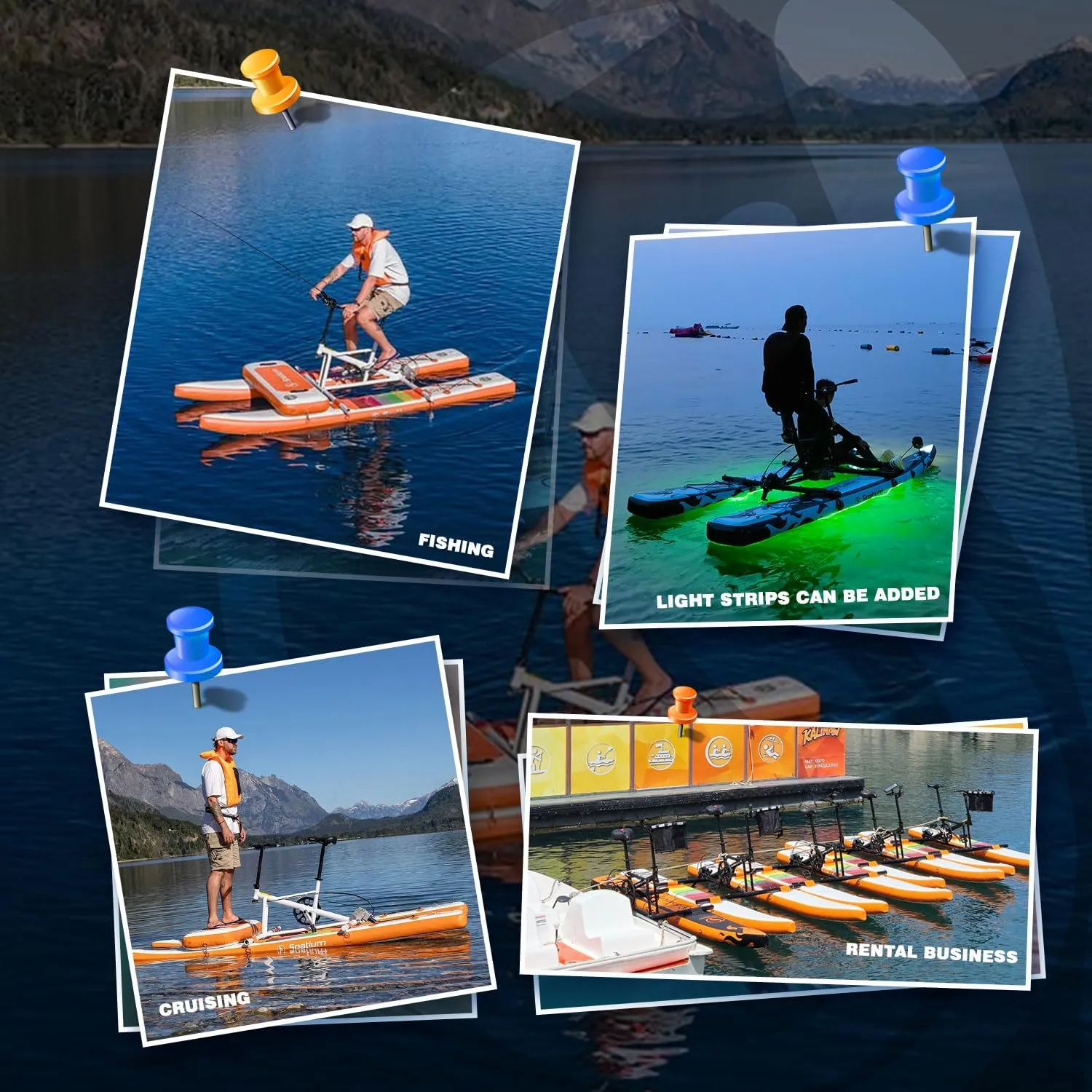 Spatium SUP Water Bike - Inflatable Pedal Boat for One Person - Fishing Kayak & Paddle Board - The Fun of Water & Fishing   Mat